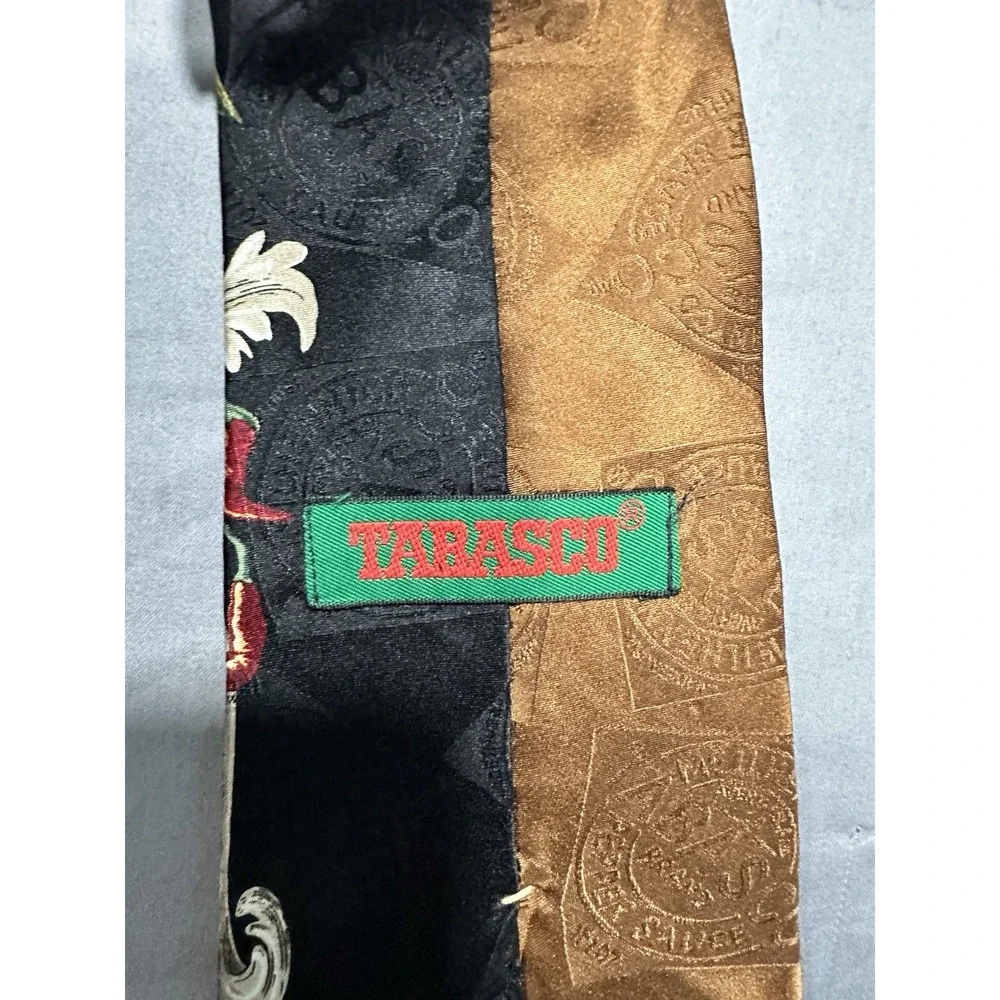 VTG Tabasco Filigree Brown/Black Silk‎ Neck Tie